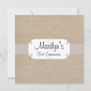 Rustic Salmon and Beige Burlap First Community Kaart