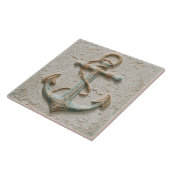 Rustic Sand and Aqua Coastal Anchor Tegeltje (Zijkant)