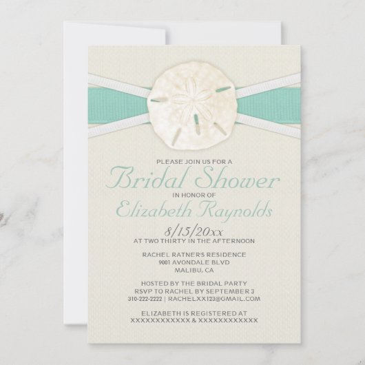 Rustic Sand Dollar Bridal Shower Invitations Kaart (Voorkant)