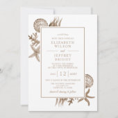Rustic Sand Seashells Marine Ocean Beach Wedding Kaart (Voorkant)