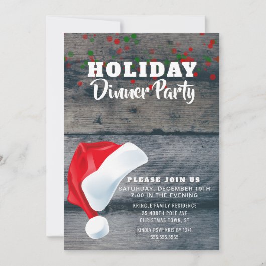 Rustic Santa Claus Holiday Uitnodiging (Voorkant)