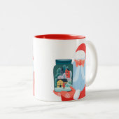 Rustic Santa Claus Mason Jar Town Tweekleurige Koffiemok (Voorkant rechts)