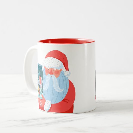 Rustic Santa Claus Mason Jar Town Tweekleurige Koffiemok (Voorkant links)