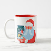 Rustic Santa Claus Mason Jar Town Tweekleurige Koffiemok (Links)