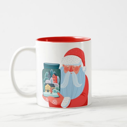 Rustic Santa Claus Mason Jar Town Tweekleurige Koffiemok (Links)
