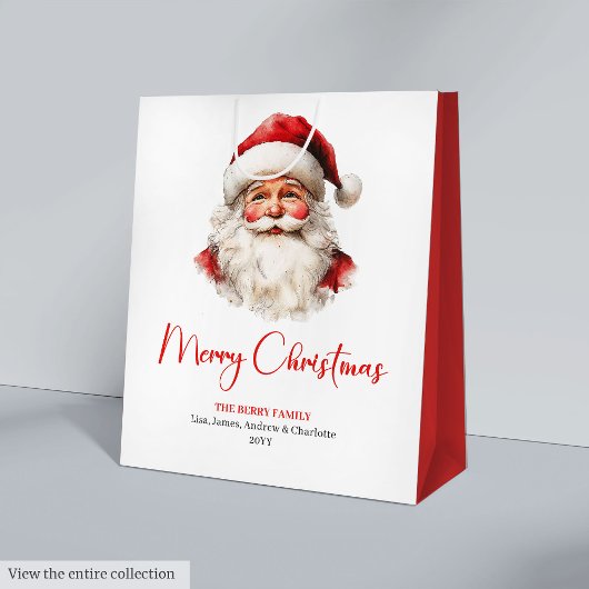 Rustic Santa Claus Traditional Red Green Gift Bag Medium Cadeauzakje