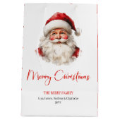Rustic Santa Claus Traditional Red Green Gift Bag Medium Cadeauzakje (Achterkant)