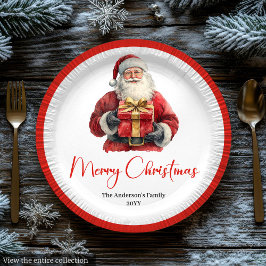 Rustic Santa Claus Vintage Christmas Party Plates Papieren Bordje