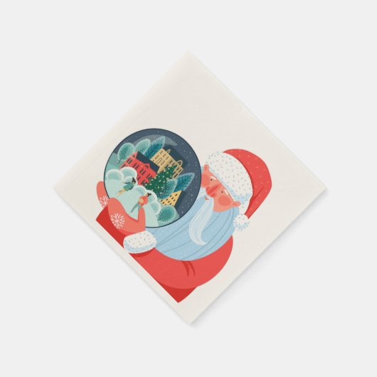 Rustic Santa Claus Wereldbol Town Servet (Hoek)