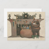 Rustic Santa Hanging Stockings by the Fireplace Briefkaart (Voorkant / Achterkant)