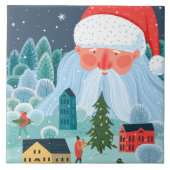Rustic Santa Oversees Town Tegeltje (Voorkant)