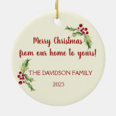 Rustic Santa, rendierscène - Vakbakkerscadeau Keramisch Ornament (Achterkant)