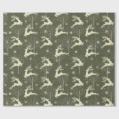 Rustic Santa's vliegende rendierfeestdag kerstmis Cadeaupapier (Vlak)