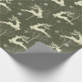 Rustic Santa's vliegende rendierfeestdag kerstmis Cadeaupapier (Hoek)