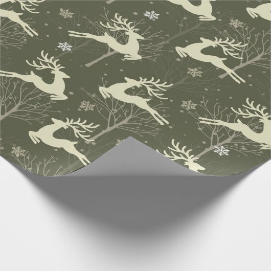 Rustic Santa's vliegende rendierfeestdag kerstmis Cadeaupapier (Hoek)