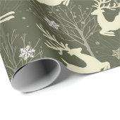 Rustic Santa's vliegende rendierfeestdag kerstmis Cadeaupapier (Rol Hoek)