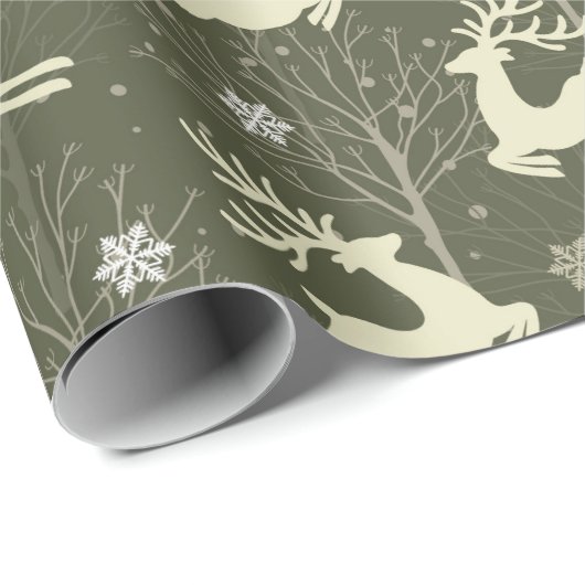 Rustic Santa's vliegende rendierfeestdag kerstmis Cadeaupapier (Rol Hoek)