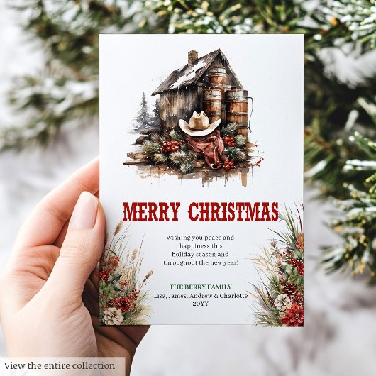 Rustic savanna Christmas greeting card digital Feestdagenkaart