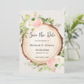 Rustic Save the Date blush roze wit Kaart (Staand voorkant)