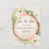 Rustic Save the Date blush roze wit Kaart (Voorkant / Achterkant)