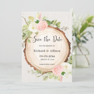Rustic Save the Date blush roze wit Kaart