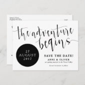 Rustic Save the Date Briefkaart Adventure Black (Voorkant / Achterkant)