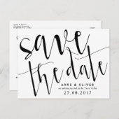 Rustic Save the Date Briefkaart Zwart (Voorkant / Achterkant)