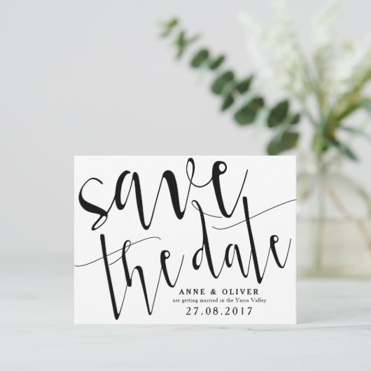 Rustic Save the Date Briefkaart Zwart (Staand voorkant)