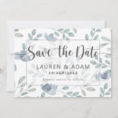 Rustic Save the Date Dusty Blue Eucalyptus Floral (Voorkant)