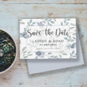 Rustic Save the Date Dusty Blue Eucalyptus Floral