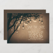 Rustic Save the Date & Fireflies Mason Jars (Voorkant / Achterkant)