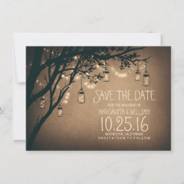 Rustic Save the Date & Fireflies Mason Jars