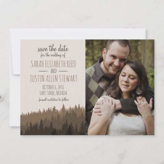 Rustic Save the Date for a Mountain bruiloft (Voorkant)