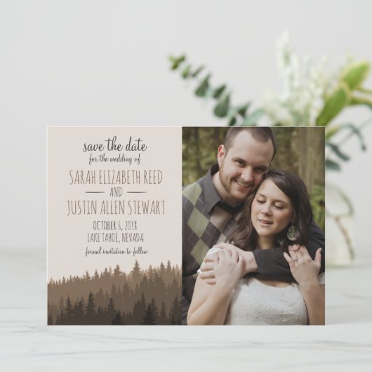 Rustic Save the Date for a Mountain bruiloft (Staand voorkant)