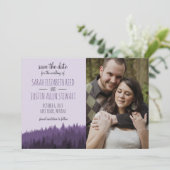 Rustic Save the Date for a Mountain bruiloft paars (Staand voorkant)