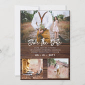 RUSTIC Save the Date Huwelijk FOTOCOLLAGE - Hout Kaart (Voorkant)