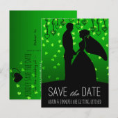 Rustic Save the Date Irish Wedding Clover Aankondigingskaart (Voorkant / Achterkant)