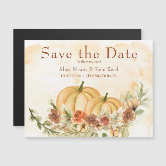 Rustic Save the Date Pumpkin Wedding Magnet (Voorkant / Achterkant)