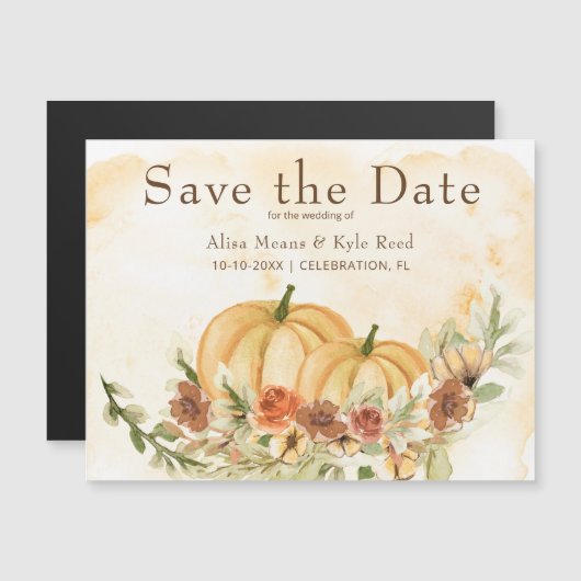 Rustic Save the Date Pumpkin Wedding Magnet (Voorkant / Achterkant)
