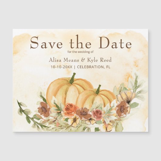 Rustic Save the Date Pumpkin Wedding Magnet (Voorkant)