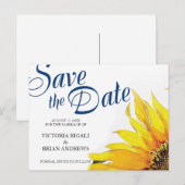 Rustic Save the Date ~ Sunflower Aankondigingskaart (Voorkant / Achterkant)