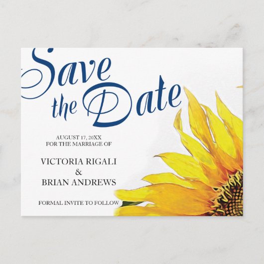 Rustic Save the Date ~ Sunflower Aankondigingskaart (Voorkant)