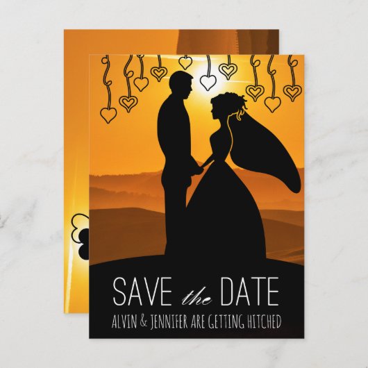 Rustic Save the Date Sunset Tocany Italy Aankondigingskaart (Voorkant / Achterkant)