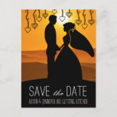 Rustic Save the Date Sunset Tocany Italy Aankondigingskaart (Voorkant)