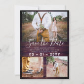 RUSTIC Save the Date Weddenschap PHOTO COLLAGE Paa Kaart (Voorkant)