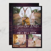 RUSTIC Save the Date Weddenschap PHOTO COLLAGE Paa Kaart (Voorkant / Achterkant)