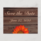 Rustic Save the Dates Oranje Sunflower Aankondigingskaart (Voorkant)