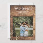 Rustic Save the Dates Wood Antlers Photo Template Kaart (Voorkant)