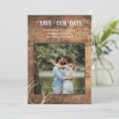 Rustic Save the Dates Wood Antlers Photo Template Kaart (Staand voorkant)