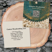 Rustic Saw Blade Woodworking Craftsman QR Code Vierkante Visitekaartje